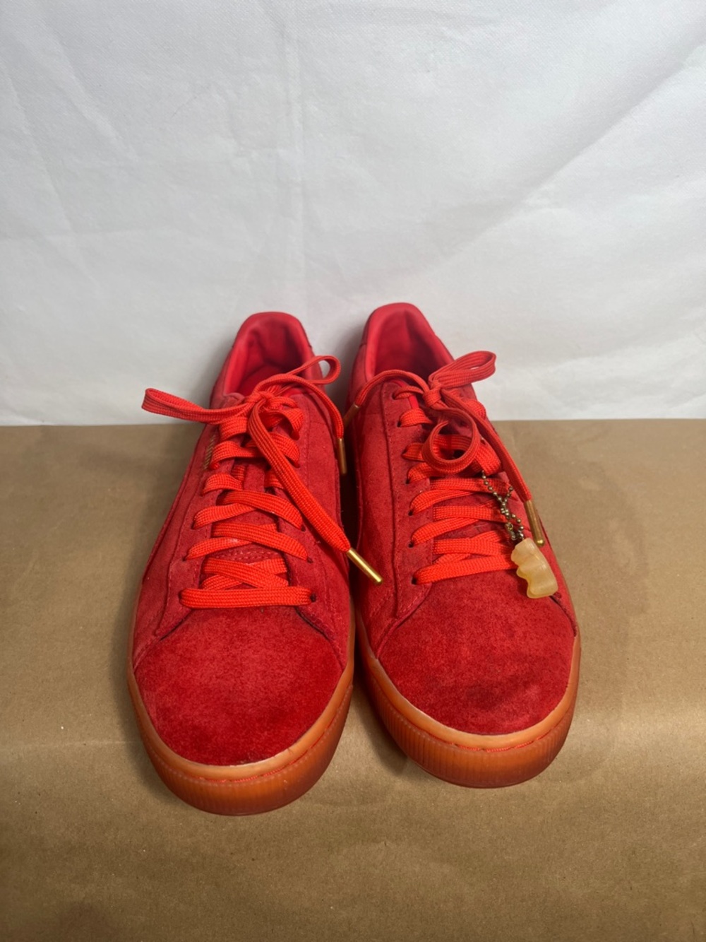Puma Red Suede Sneakers with Gum Sole